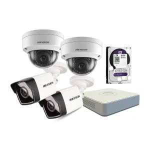 Hikvision Network HD Kit 2 Dome Cameras, 2 Bullet Cameras