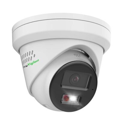 TruVigilant TVG-D3683WD-SA 8MP Active Deterrence Turret IP Security Camera Outdoor IP67, 2-Way Audio, Color Night Vision 98ft, 2.8mm Full Metal